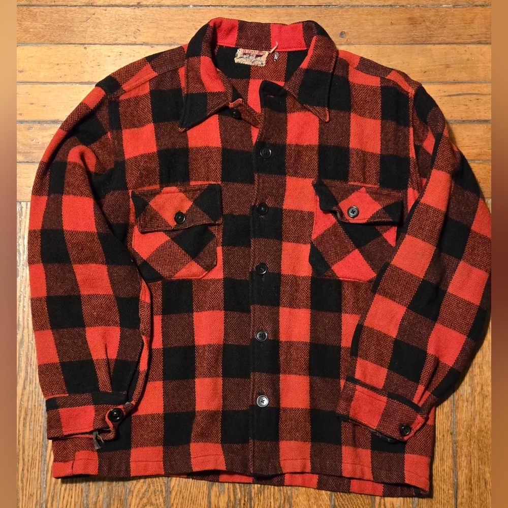 VTG 50s Deacon Brothers Hastings Kersey Red Flannel Button Down Shirt XL